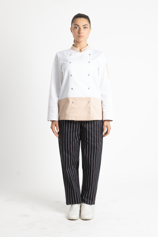 FILIPINA DE CHEF DAMA LONDRES MANGA 3/4 #Color_Blanco / Durazno
 