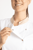 FILIPINA DE CHEF DAMA LONDRES MANGA 3/4 #Color_Blanco / Durazno

