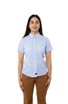 CAMISA SLIM FIT MANGA CORTA MÚNICH MUJER #Color_Blanco / Azul
