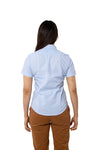 CAMISA SLIM FIT MANGA CORTA MÚNICH MUJER #Color_Blanco / Azul