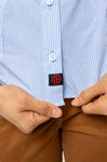 CAMISA SLIM FIT MANGA CORTA MÚNICH MUJER #Color_Blanco / Azul